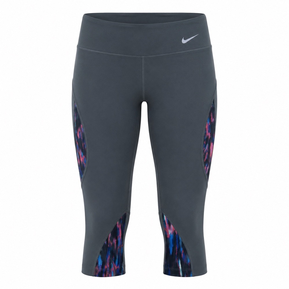 Nike Dri-FIT Gray Abstract Crop Leggings Large Activewear gym Colorful workout